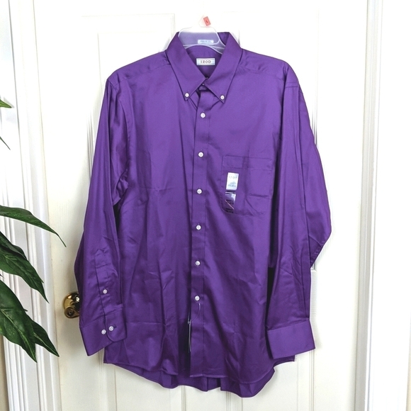 Izod Men's Reg Fit Wrinkle Free Long Sleeve Button Down Shirt Size 15.5 - Picture 2 of 6